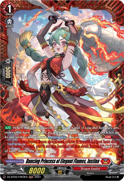 Image of Dancing Princess of Elegant Flames, Justina (FR) (DZ-BT02/FR03EN) [Illusionless Strife]