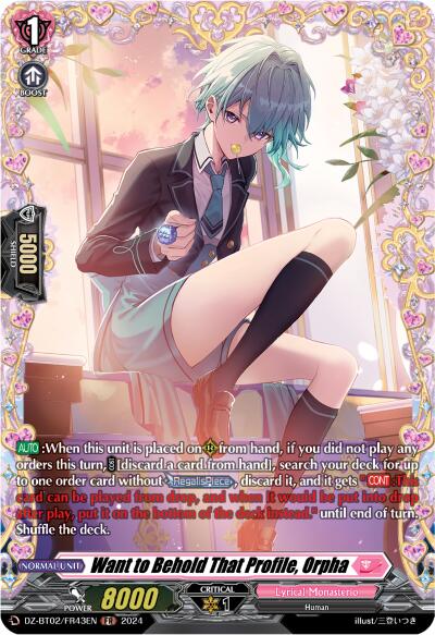 Image of Want to Behold That Profile, Orpha (FR) (DZ-BT02/FR43EN) [Illusionless Strife]