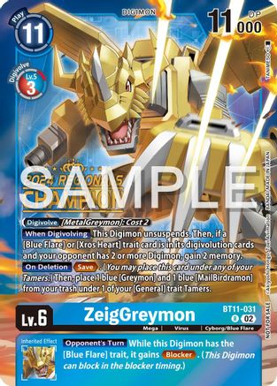 Image of ZeigGreymon [BT11-031] (2024 Regionals Champion) [Dimensional Phase]