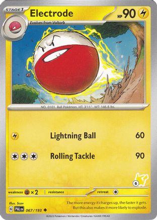Image of Electrode (067/193) (Pikachu Stamp #6) [Battle Academy 2024]