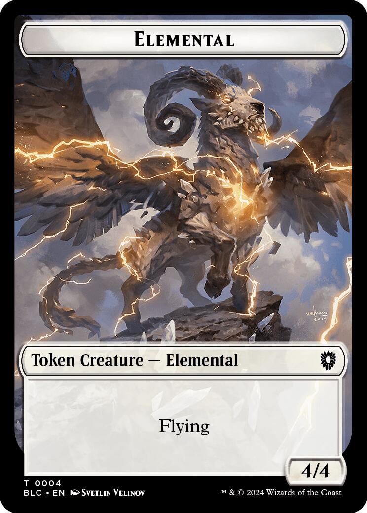Image of Elemental // Shark Double-Sided Token [Bloomburrow Commander Tokens]