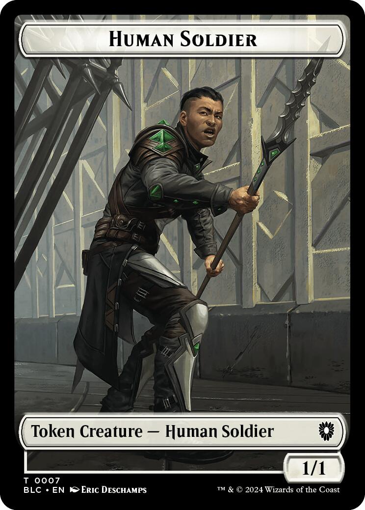 Image of Human Soldier // Wolf (035) Double-Sided Token [Bloomburrow Commander Tokens]