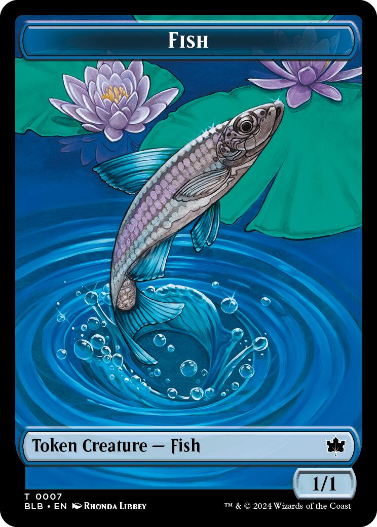 Image of Bird (011) // Fish Double-Sided Token [Bloomburrow Commander Tokens]