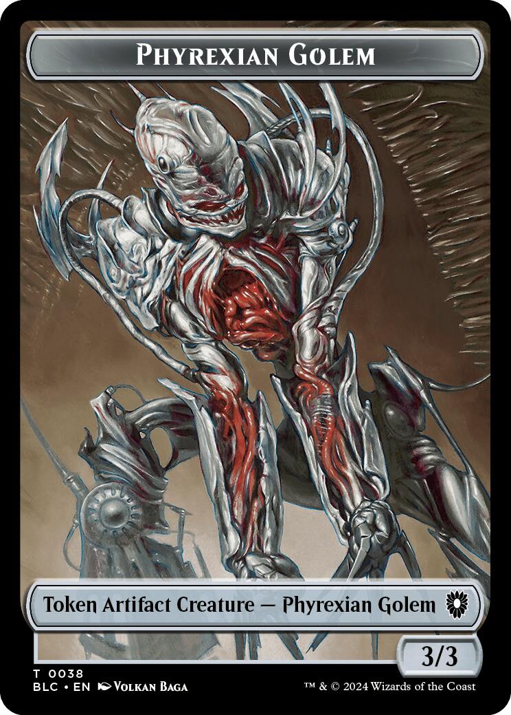 Image of Phyrexian Golem // Faerie Double-Sided Token [Bloomburrow Commander Tokens]