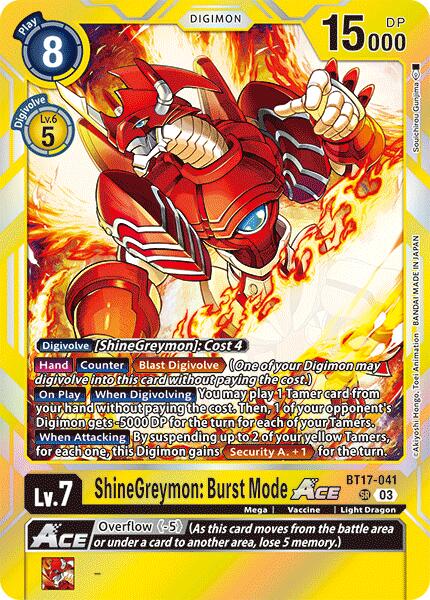 Image of ShineGreymon: Burst Mode ACE [BT17-041] [Secret Crisis]