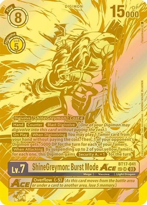 Image of ShineGreymon: Burst Mode ACE [BT17-041] (Textured) [Secret Crisis]
