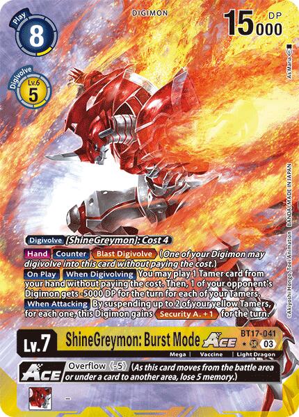 Image of ShineGreymon: Burst Mode ACE [BT17-041] (Alternate Art) [Secret Crisis]