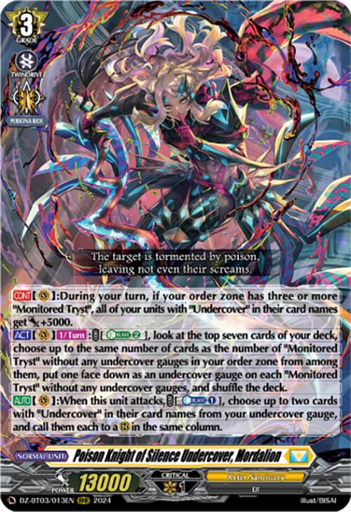 Image of Poison Knight of Silence Undercover, Mordalion (DZ-BT03/013EN) [Dimensional Transcendence]