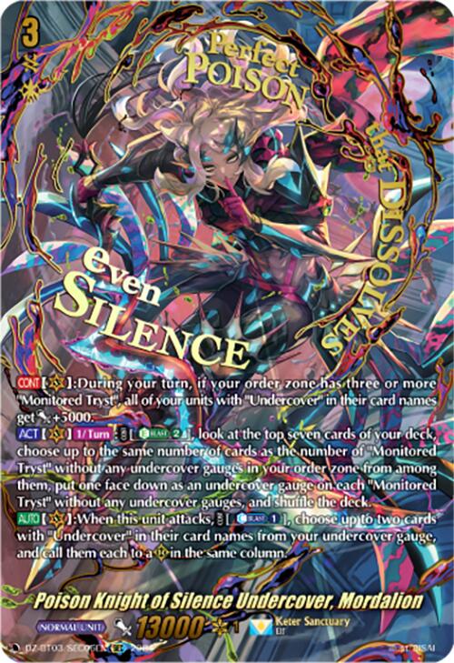 Image of Poison Knight of Silence Undercover, Mordalion (DZ-BT03/SEC06EN) [Dimensional Transcendence]