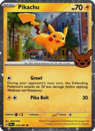 Image of Pikachu (018/091) (Cosmos Holo) [Trick or Trade 2024]