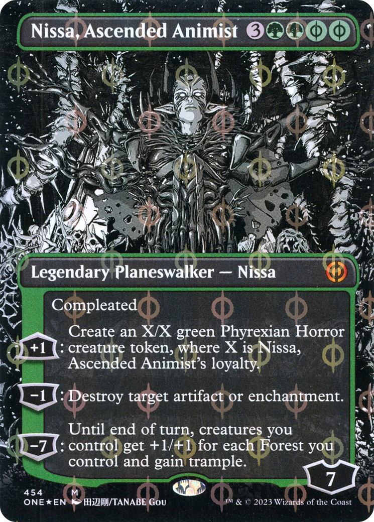Image of Nissa, Ascended Animist (Borderless Manga Step-and-Compleat Foil) [Phyrexia: All Will Be One]