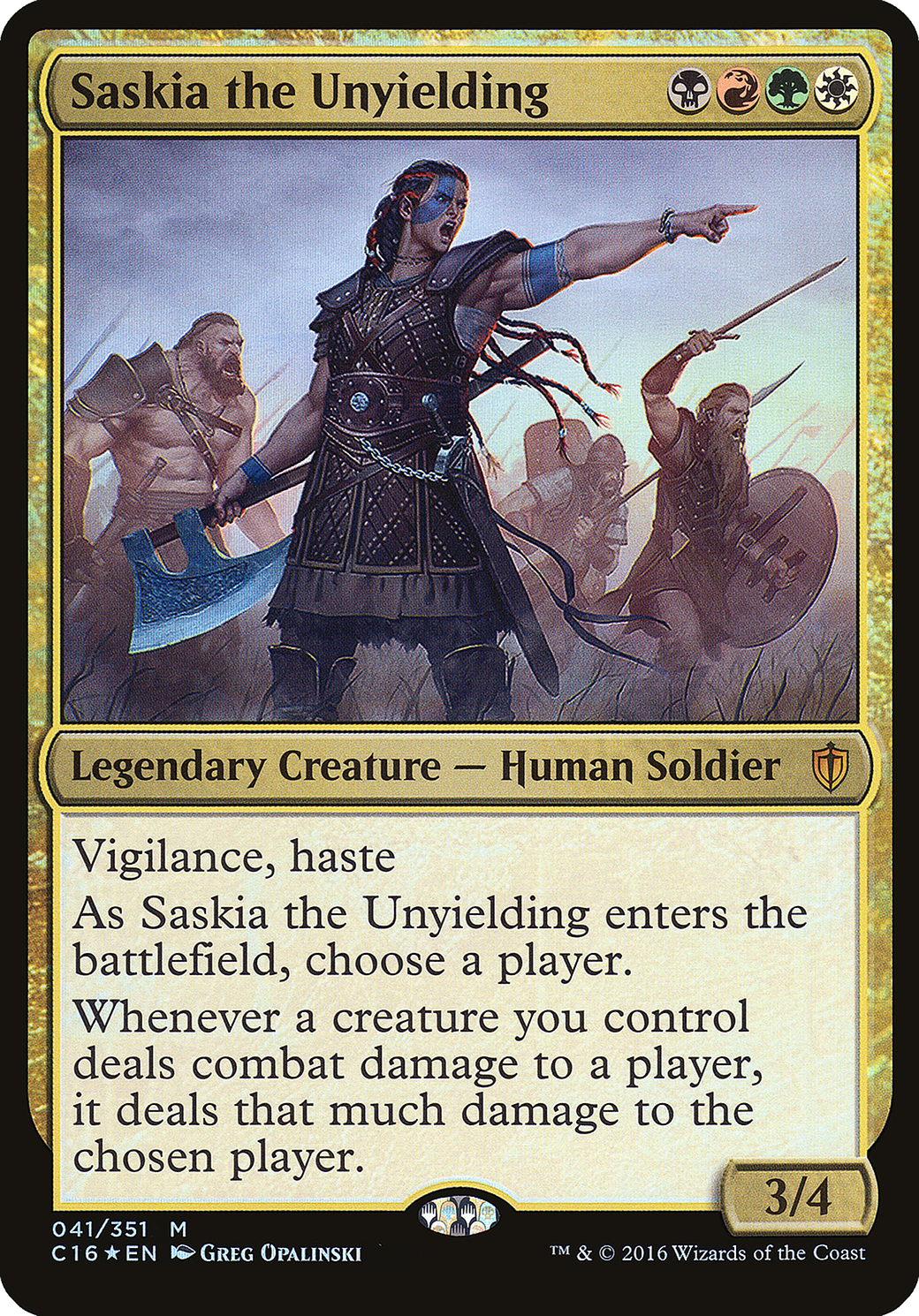 Image of Saskia the Unyielding (Oversized) [Commander 2016 Oversized]