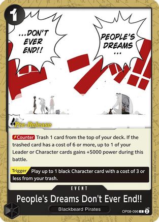 Image of People's Dreams Don't Ever End!! [Two Legends Pre-Release Cards]