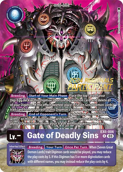 Image of Gate of Deadly Sins [EX6-006] (2024 Regionals Participant) [Infernal Ascension]