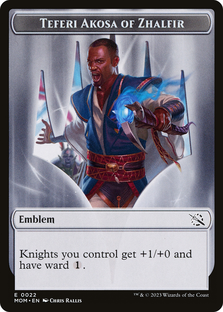 Image of Treasure (20) // Teferi Akosa of Zhalfir Emblem Double-Sided Token [March of the Machine Tokens]
