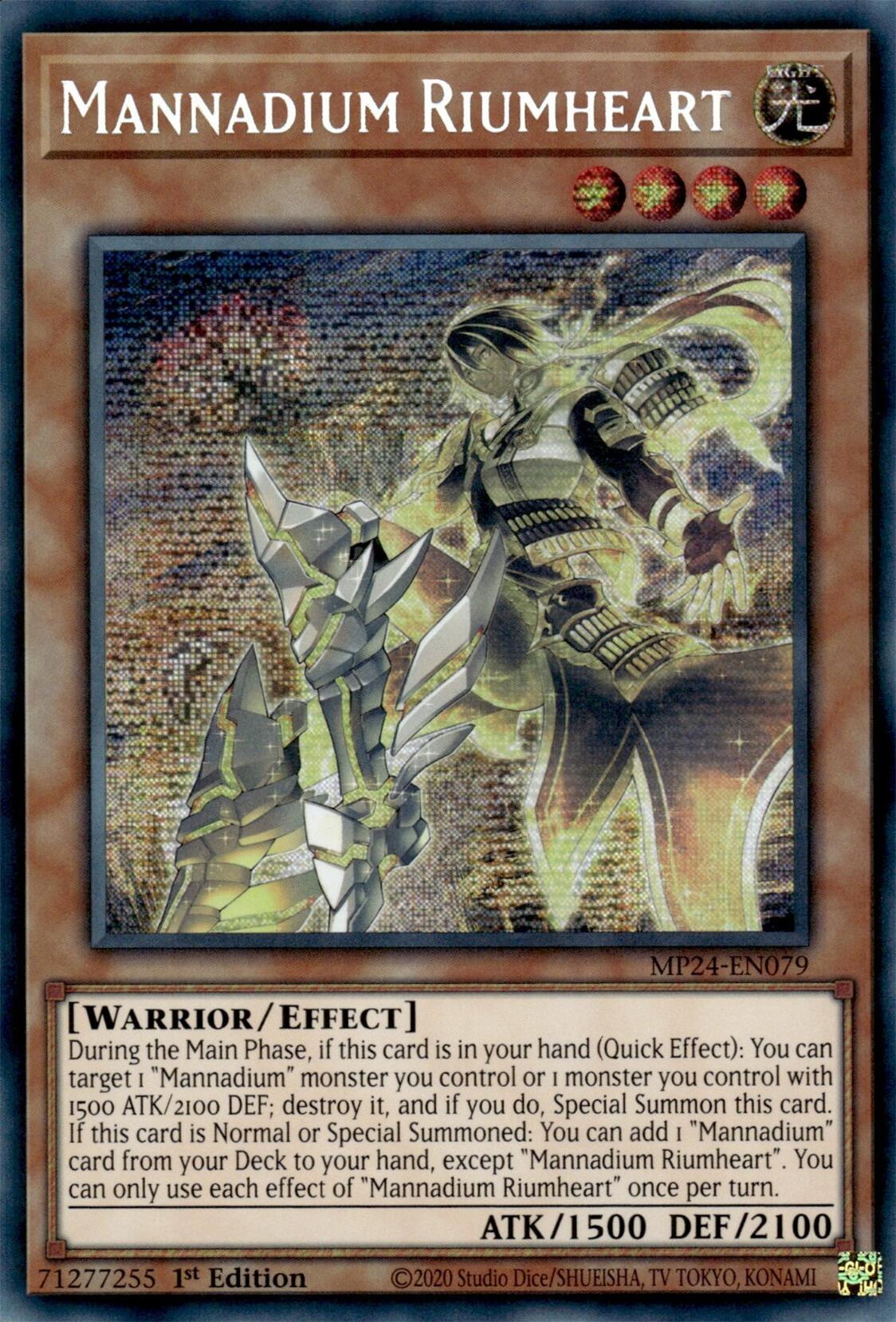 Image of Mannadium Riumheart [MP24-EN079] Prismatic Secret Rare