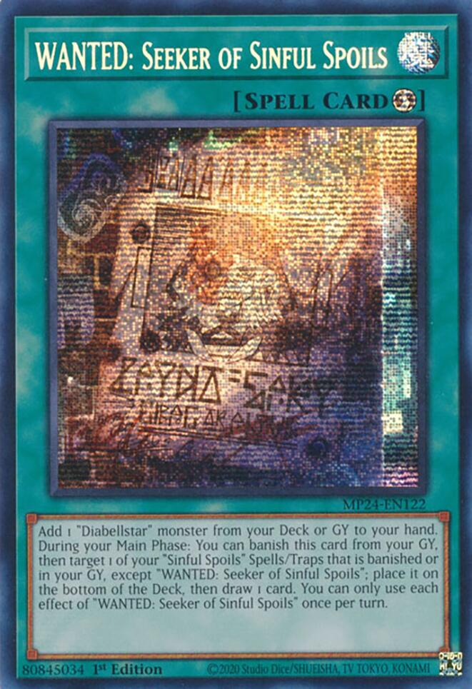 Image of WANTED: Seeker of Sinful Spoils [MP24-EN122] Prismatic Secret Rare