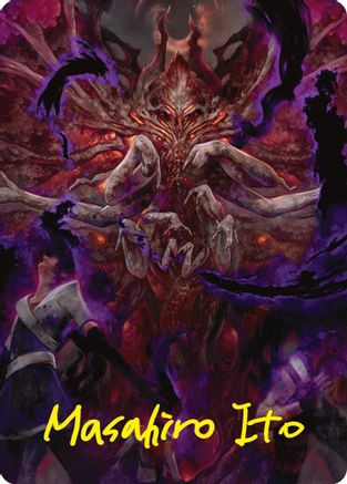 Image of Damnation Art Card (Gold-Stamped Signature) [Duskmourn: House of Horror Art Series]