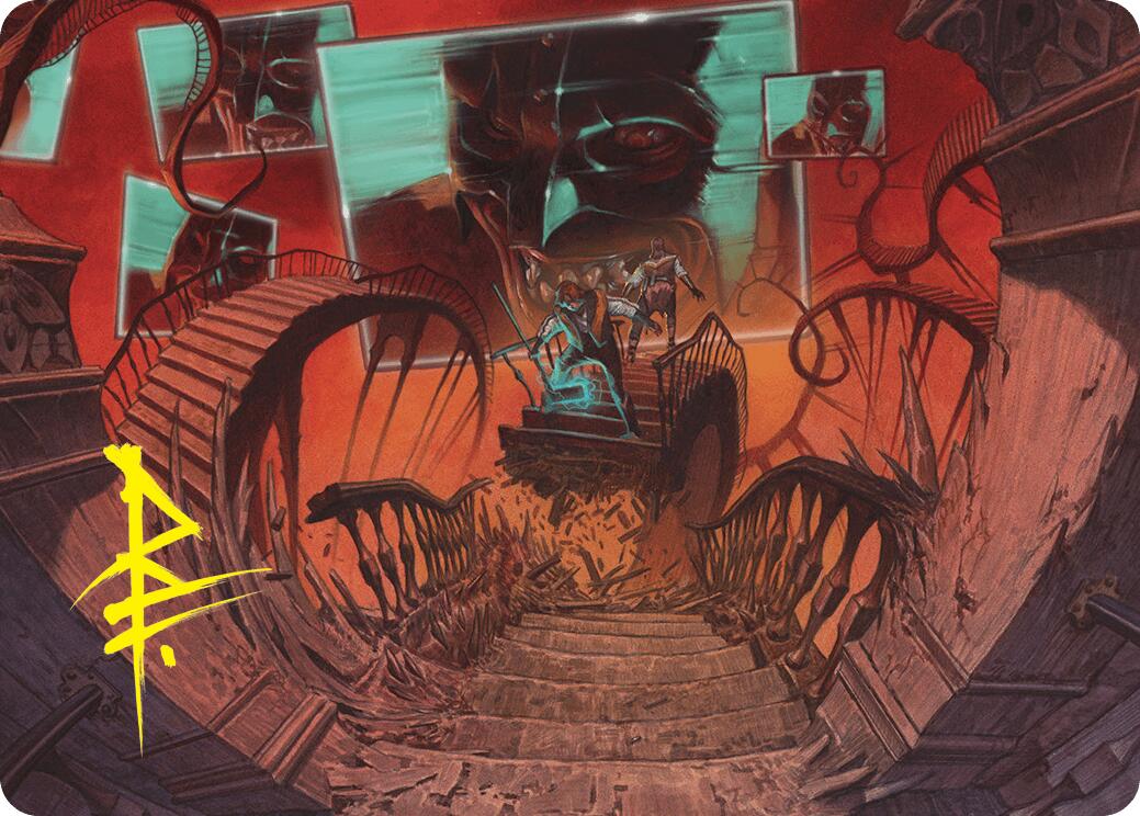 Image of Let's Play a Game Art Card (Gold-Stamped Signature) [Duskmourn: House of Horror Art Series]