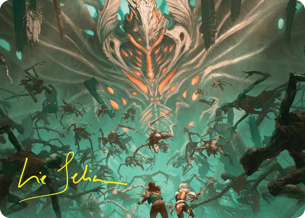 Image of Valgavoth's Onslaught Art Card (Gold-Stamped Signature) [Duskmourn: House of Horror Art Series]