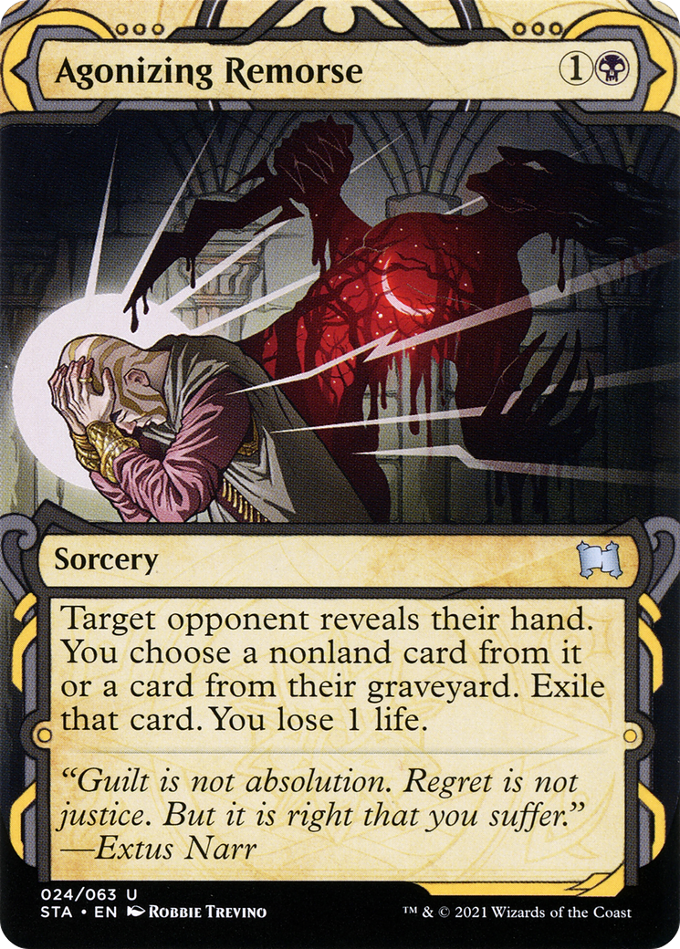 Image of Agonizing Remorse (STA-024) - Strixhaven Mystical Archive: (Showcase) (Borderless) Etched Foil
