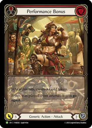 Image of Performance Bonus (Red) (Cold Foil) [FAB202] (Promo)  Rainbow Foil