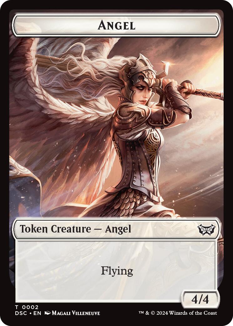 Image of Angel // Treasure Double-Sided Token [Duskmourn: House of Horror Commander Tokens]