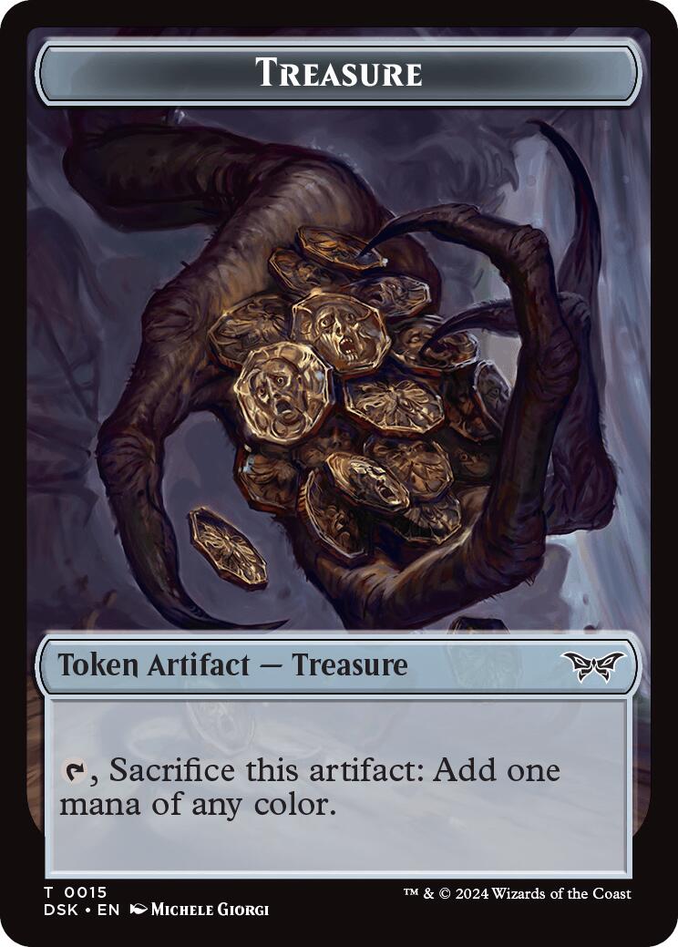 Image of Angel // Treasure Double-Sided Token [Duskmourn: House of Horror Commander Tokens]