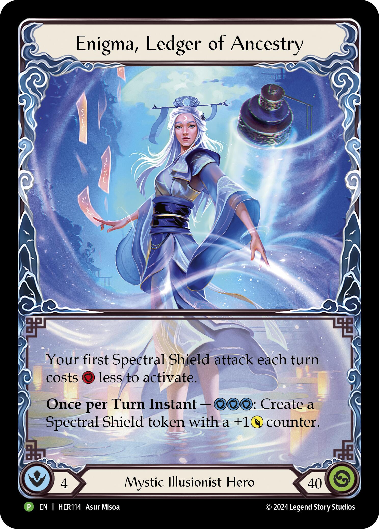 Image of Enigma, Ledger of Ancestry (Cold Foil) [HER114] (Promo)  Rainbow Foil