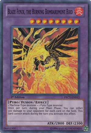 Image of Blaze Fenix, the Burning Bombardment Bird [PRC1-EN012] Super Rare