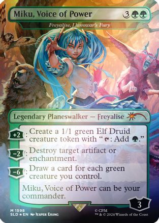 Image of Miku, Voice of Power - Freyalise, Llanowar's Fury (Rainbow Foil) [Secret Lair Drop Series]
