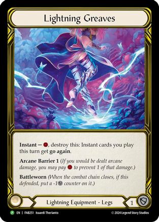 Image of Lightning Greaves (Golden) [FAB251] (Promo)  Cold Foil