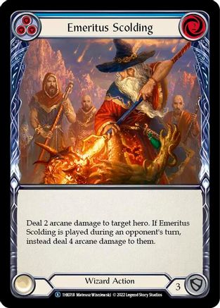 Image of Emeritus Scolding (Blue) [1HK018] (Historic Pack 1 Blitz Deck: Kano)