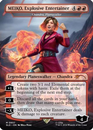Image of MEIKO, Explosive Entertainer - Chandra, Flamecaller [Secret Lair Drop Series]