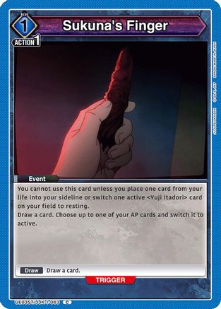 Image of Sukuna's Finger (UE03ST/JJK-1-063) - UE03ST Jujutsu Kaisen Starter Deck