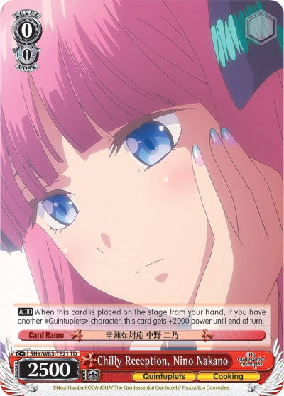 Image of Chilly Reception, Nino Nakano (5HY/W83-TE21 TD) [The Quintessential Quintuplets]