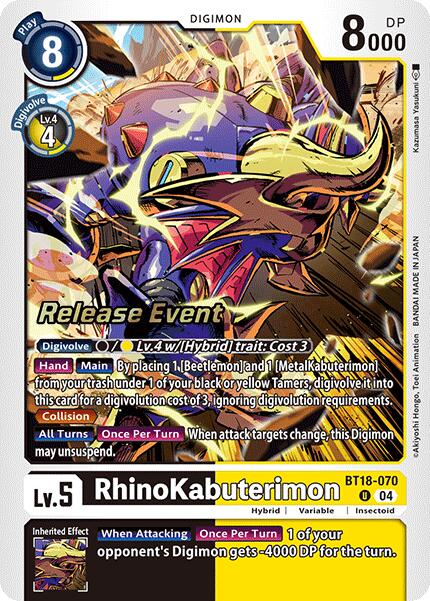 Image of RhinoKabuterimon [BT18-070] [Release Special Booster Ver.2.0 Promos]