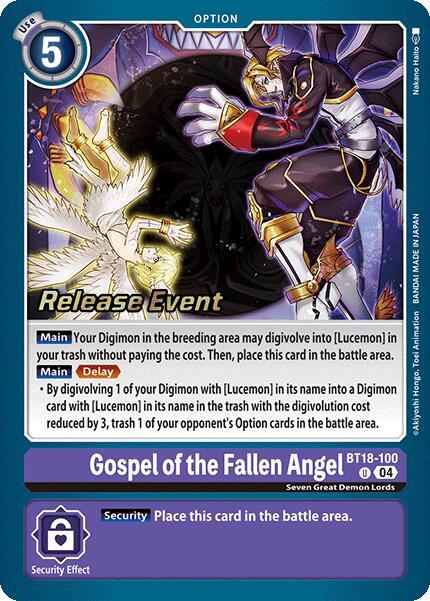 Image of Gospel of the Fallen Angel [BT18-100] [Release Special Booster Ver.2.0 Promos]