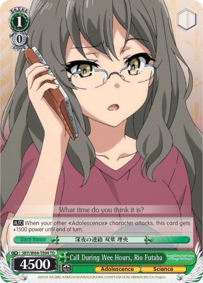 Image of Call During Wee Hours, Rio Futaba (SBY/W64-TE04 TD) [Rascal Does Not Dream of Bunny Girl Senpai]
