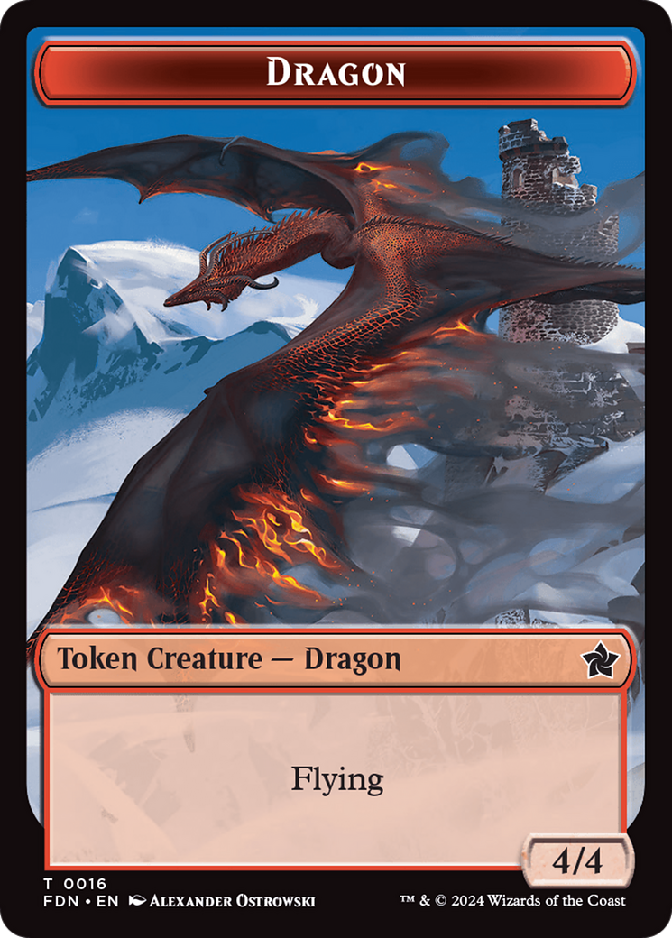 Image of Dragon (0016) // Dragon (0017) Doubled-Sided Token [Foundations Tokens]