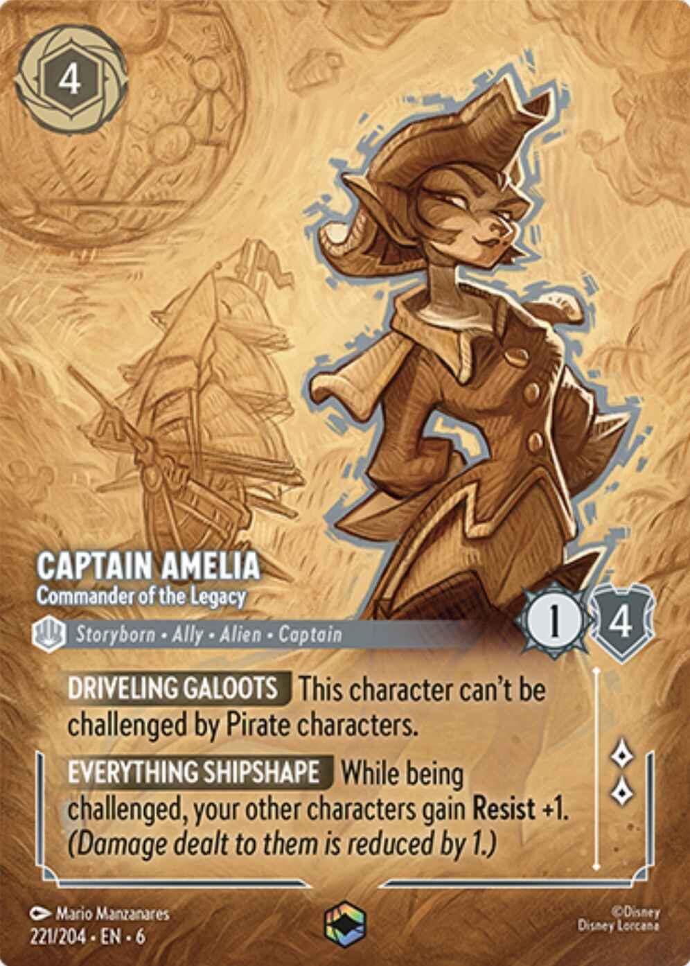 Image of Captain Amelia - Commander of the Legacy (Enchanted) (221/204) [Azurite Sea]