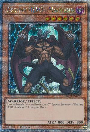 Image of Destiny HERO - Malicious (Quarter Century Secret Rare) [RA03-EN001] Quarter Century Secret Rare