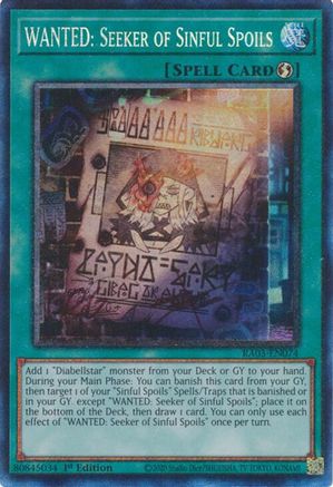 Image of WANTED: Seeker of Sinful Spoils (CR) [RA03-EN074] Prismatic Collector's Rare