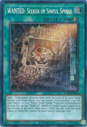 Image of WANTED: Seeker of Sinful Spoils (Secret Rare) [RA03-EN074] Secret Rare