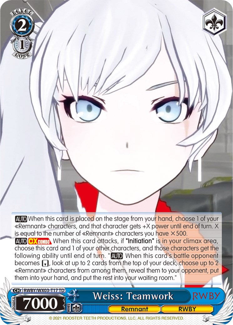 Image of Weiss: Teamwork (RWBY/WX03-T17 TD) [RWBY]