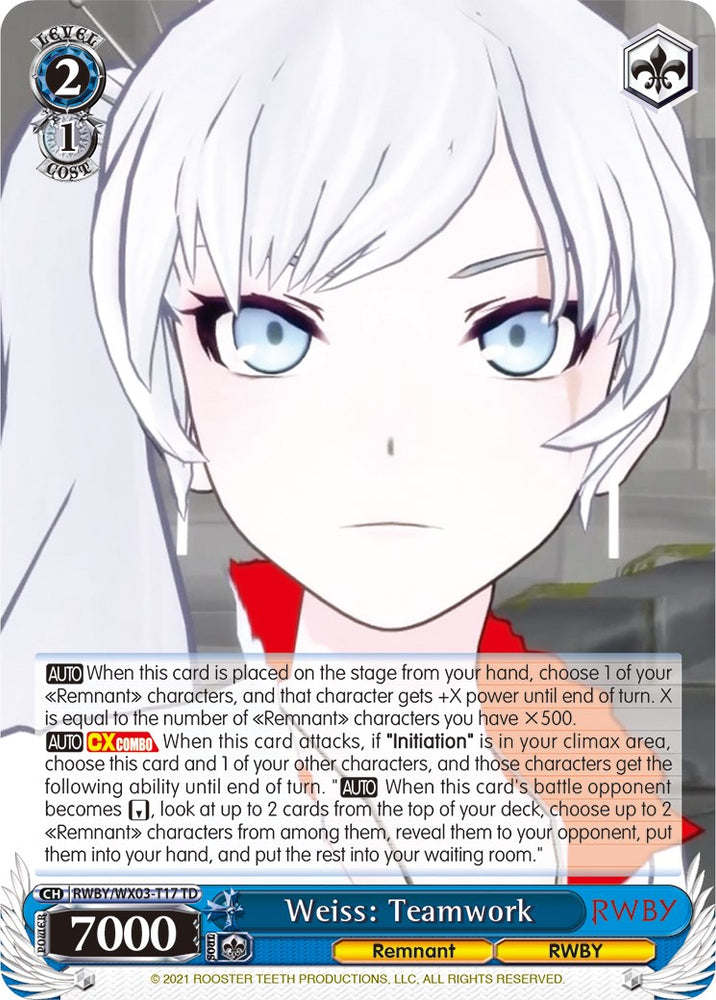 Weiss: Teamwork (RWBY/WX03-T17 TD) [RWBY]