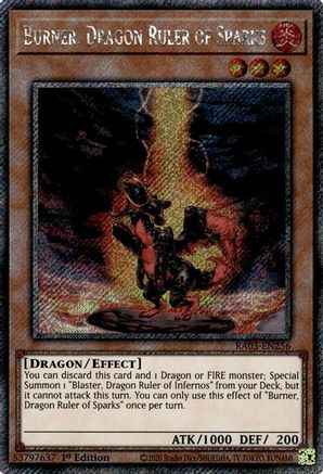Image of Burner, Dragon Ruler of Sparks (Platinum Secret Rare) [RA03-EN256] Platinum Secret Rare
