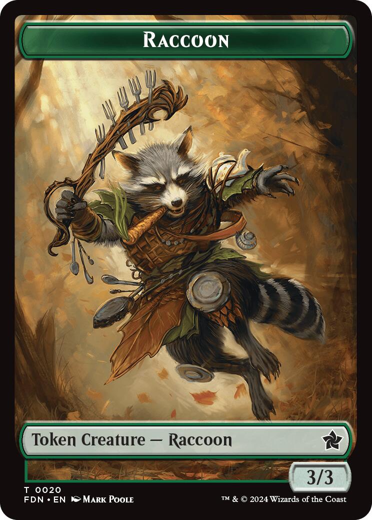 Image of Elf Warrior // Raccoon Doubled-Sided Token [Foundations Tokens]