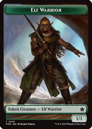 Image of Elf Warrior // Raccoon Doubled-Sided Token [Foundations Tokens]