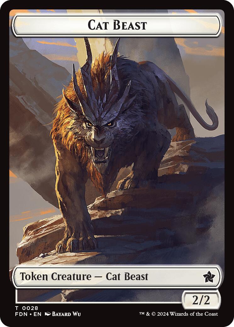 Image of Cat Beast // Dragon (0017) Double-Sided Token [Foundations Tokens]